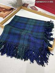 Fortok Loro piana Plaid Tassel Scarf Green & Blue 110x110cm - 4