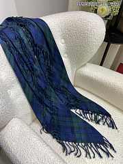 Fortok Loro piana Plaid Tassel Scarf Green & Blue 110x110cm - 3