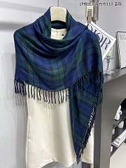 Fortok Loro piana Plaid Tassel Scarf Green & Blue 110x110cm - 2