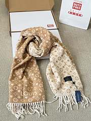 Fortok Louis Vuitton Jacquard Scarf Black & Beige 70x180cm - 1