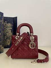 Fortok Dior Lady Small My ABCDior Bag Calfskin Cannage Burgundy 20x16x8cm - 1