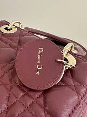 Fortok Dior Lady Small My ABCDior Bag Calfskin Cannage Burgundy 20x16x8cm - 6