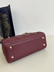 Fortok Dior Lady Small My ABCDior Bag Calfskin Cannage Burgundy 20x16x8cm - 5