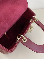 Fortok Dior Lady Small My ABCDior Bag Calfskin Cannage Burgundy 20x16x8cm - 4