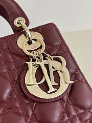 Fortok Dior Lady Small My ABCDior Bag Calfskin Cannage Burgundy 20x16x8cm - 3