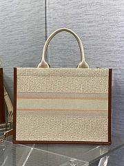 Fortok Dior Book Tote Beige Dior Oblique Embroidered Raffia and Camel Calfskin 36x16x27cm - 6
