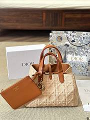 Fortok Dior Toujours Bag Beige Graphic Cannage Raffia 30x20cm - 5