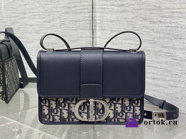 Fortok Dior 30 Montaigne Bag Blue Oblique Jacquard and Smooth Calfskin 24×17×8cm - 1