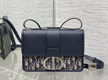 Fortok Dior 30 Montaigne Bag Blue Oblique Jacquard and Smooth Calfskin 24×17×8cm