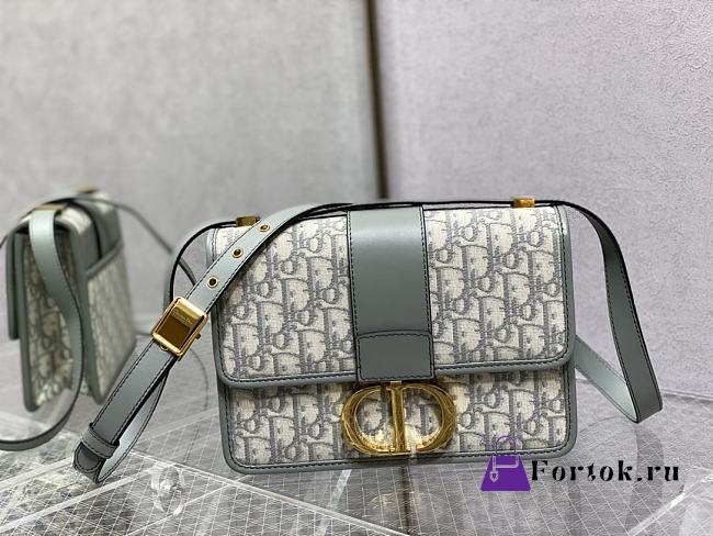 Fortok Dior 30 Montaigne Bag Grey Oblique Jacquard and Smooth Calfskin 24×17×8cm - 1