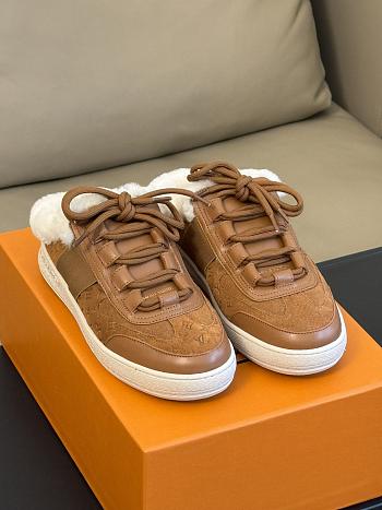 Fortok Louis Vuitton Lou Open Back Sneakers Brown