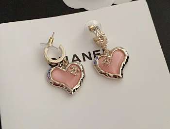 Fortok Chanel Half-circle Pink Heart Earrings