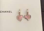 Fortok Chanel Half-circle Pink Heart Earrings - 4