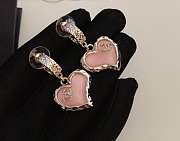 Fortok Chanel Half-circle Pink Heart Earrings - 2