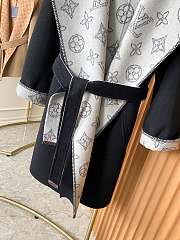 Fortok Louis Vuitton Hooded Casual Cashmere Wool Coat Black & White - 3