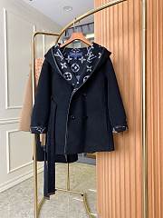 Fortok Louis Vuitton Hooded Casual Cashmere Wool Coat Black - 5