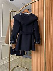 Fortok Louis Vuitton Hooded Casual Cashmere Wool Coat Black - 3