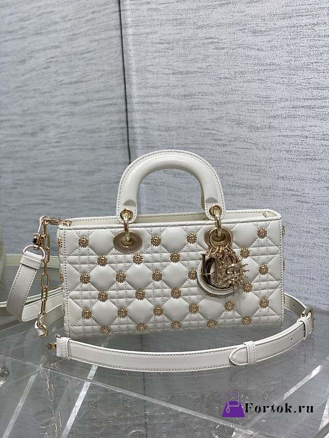 Fortok Dior Lady D-Joy Sun Studded Bag White 26cm - 1