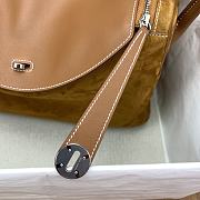 Fortok Hermes Swift  Lindy Suede With Golden Brown And Silver Buckle 34cm - 6