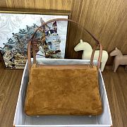 Fortok Hermes Swift  Lindy Suede With Golden Brown And Silver Buckle 34cm - 3