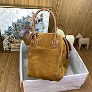 Fortok Hermes Swift  Lindy Suede With Golden Brown And Silver Buckle 34cm - 2