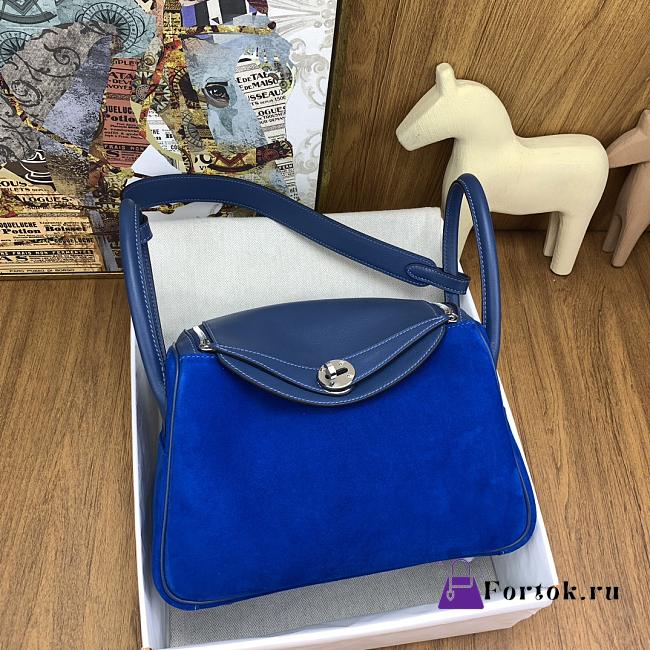 Fortok Hermes Swift Lindy Suede With Blue And Silver Buckle 26cm - 1