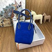 Fortok Hermes Swift Lindy Suede With Blue And Silver Buckle 26cm - 2