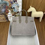 Fortok Hermes Birkin Grizzly Suede Gray Bag 25cm - 4