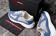 Fortok Prada America's Cup Blue Patent Leather and Grey Technical Fabric Sneakers  - 4