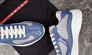 Fortok Prada America's Cup Blue Patent Leather and Grey Technical Fabric Sneakers  - 3