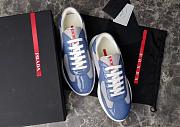 Fortok Prada America's Cup Blue Patent Leather and Grey Technical Fabric Sneakers  - 5