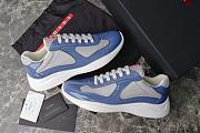 Fortok Prada America's Cup Blue Patent Leather and Grey Technical Fabric Sneakers  - 1
