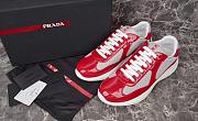 Fortok Prada America's Cup Red Patent Leather and Grey Technical Fabric Sneakers - 5