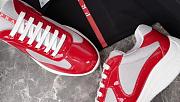 Fortok Prada America's Cup Red Patent Leather and Grey Technical Fabric Sneakers - 3