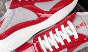 Fortok Prada America's Cup Red Patent Leather and Grey Technical Fabric Sneakers - 2