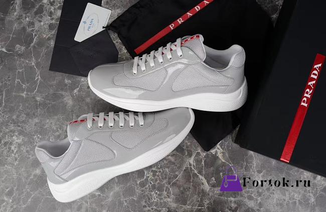 Fortok Prada America's Cup Grey Patent Leather and Technical Fabric Sneakers - 1