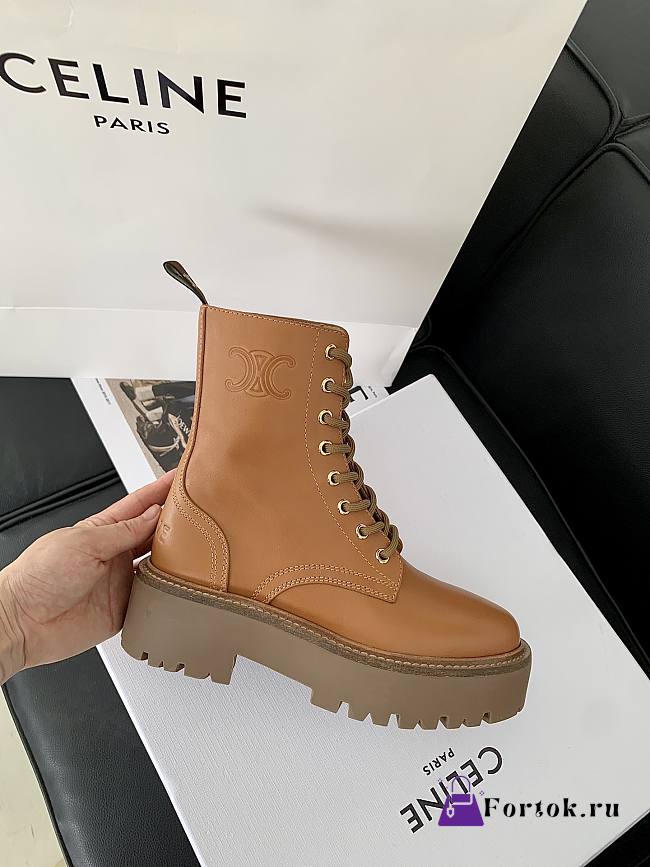 Fortok Celine Triomphe Rangers Mid Lace-up Boots in Brown - 1
