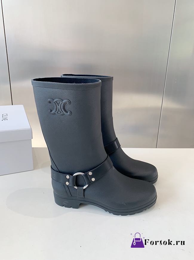 Fortok Celine Catwalk Arc de Triomphe Rain Boots Black - 1
