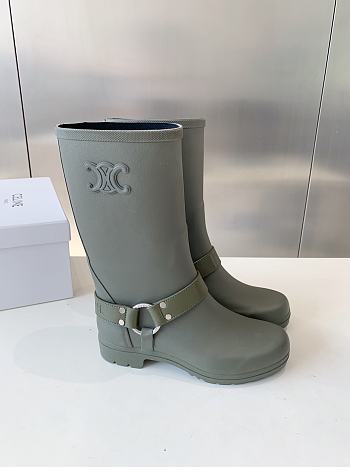 Fortok Celine Catwalk Arc de Triomphe Rain Boots Green Khaki