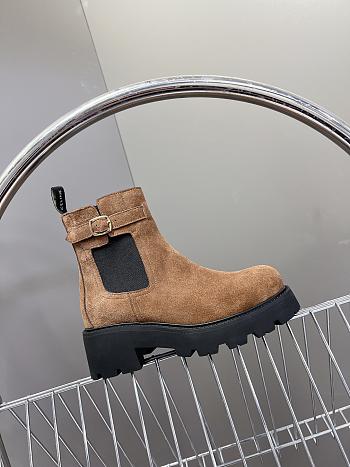 Fortok Celine Triomphe Rangers Chelsea Boots in Brown Suede Calfskin