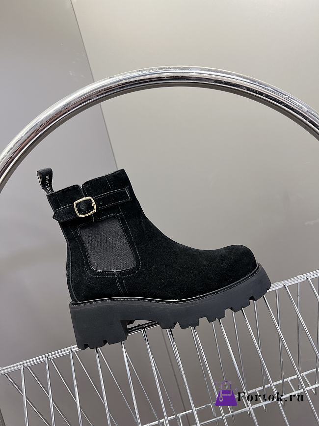 Fortok Celine Triomphe Rangers Chelsea Boots in Black Suede Calfskin - 1