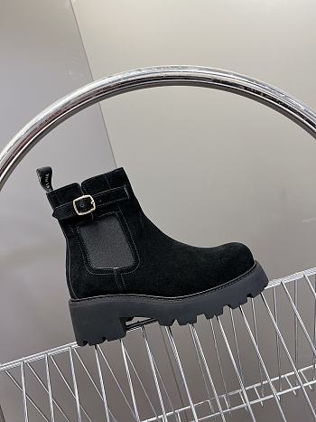 Fortok Celine Triomphe Rangers Chelsea Boots in Black Suede Calfskin