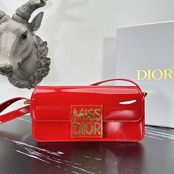 Fortok Dior Miss Flap Bag Red Patent Calfskin 22x11x6cm