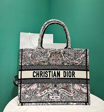 Fortok Dior Lucky Star Embroidery Pattern Book Tote Multicolor 36x18x28cm 
