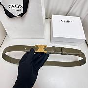 Fortok Celine Triomphe Taurillon Leather Belt Green Khaki  - 1