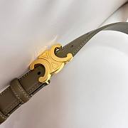 Fortok Celine Triomphe Taurillon Leather Belt Green Khaki  - 5