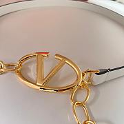 Fortok Valentino Garavani Vlogo Moon Leather Belt in White With Gold/ Silver Buckle - 6