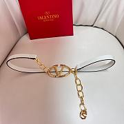 Fortok Valentino Garavani Vlogo Moon Leather Belt in White With Gold/ Silver Buckle - 5