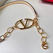 Fortok Valentino Garavani Vlogo Moon Leather Belt in Beige With Gold/ Silver Buckle - 6