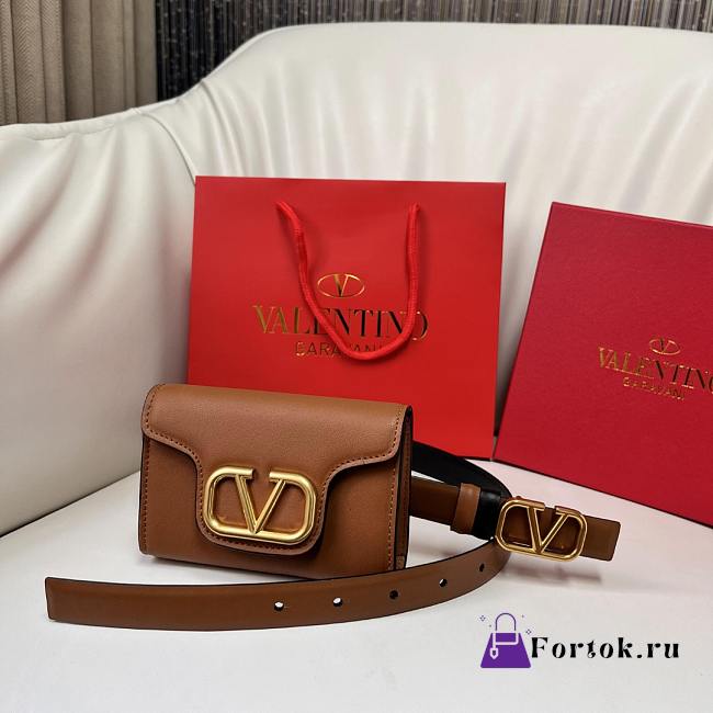Fortok Valentino Waist Bag Brown 12.5x8.5cm - 1